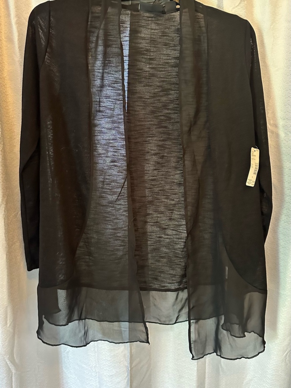 Metaphor Sheer Black Open-Front Cardigan